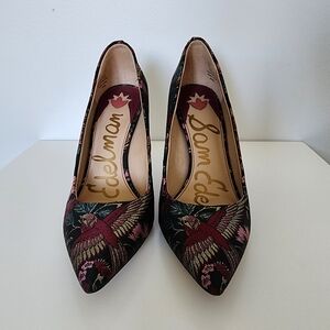 SAM EDELMAN Hazel Floral Bird Print Point Toe Pumps, size 5